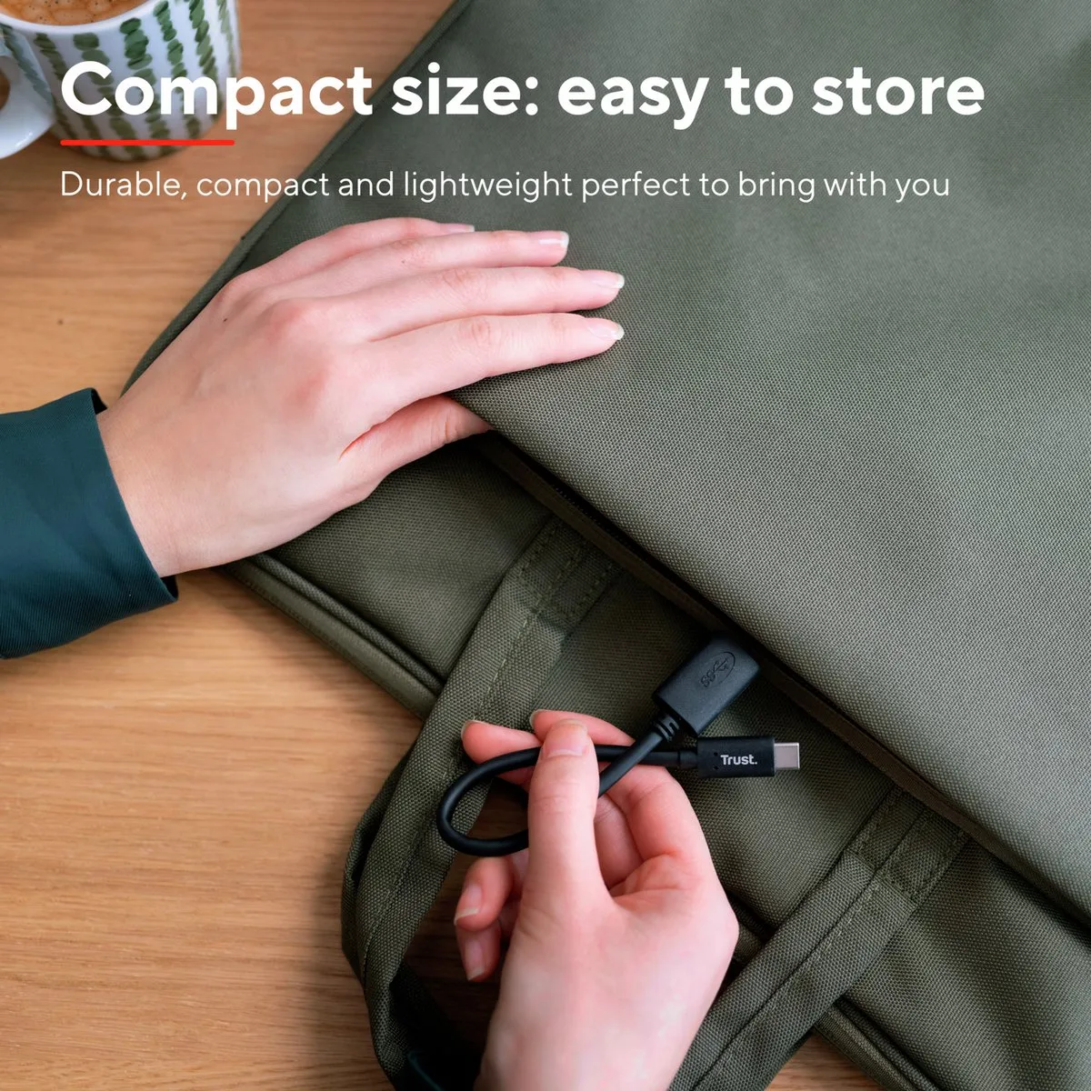 Trust CALYX 20967 USB-C naar USB-A Adapterkabel - Zwart