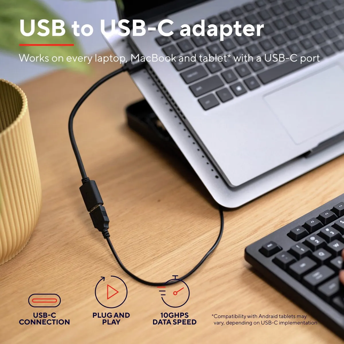 Trust CALYX 20967 USB-C naar USB-A Adapterkabel - Zwart