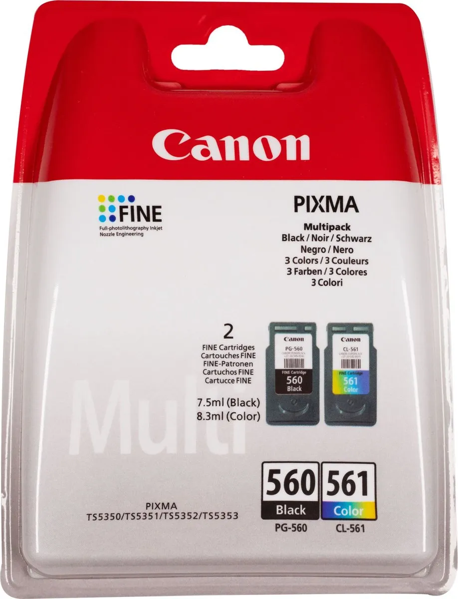 Canon PG-560 & CL-561 Inktcartridges - 180 pagina's - Zwart & Kleur