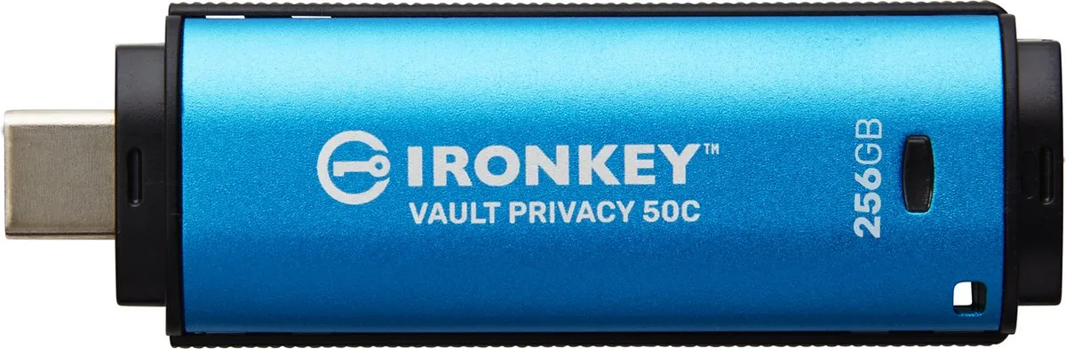 Kingston IronKey Vault Privacy 50 IKVP50C/32GB USB-stick 320GB - Type-C 3.2 Gen 1 - Zwart/Blauw