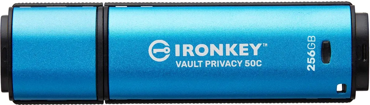 Kingston IronKey Vault Privacy 50 IKVP50C/32GB USB-stick 320GB - Type-C 3.2 Gen 1 - Zwart/Blauw