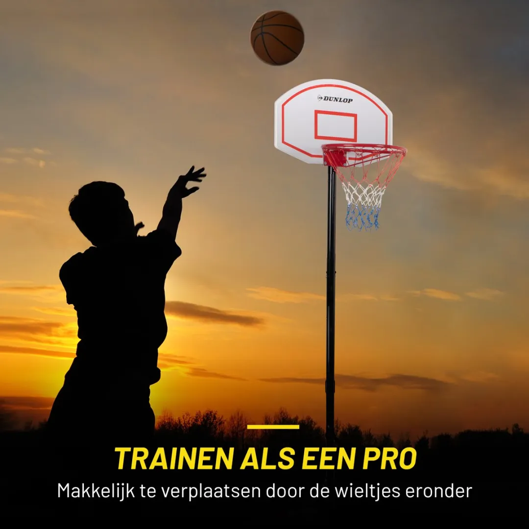 Dunlop Basketbalpaal Verstelbaar 165-205cm - Zwart