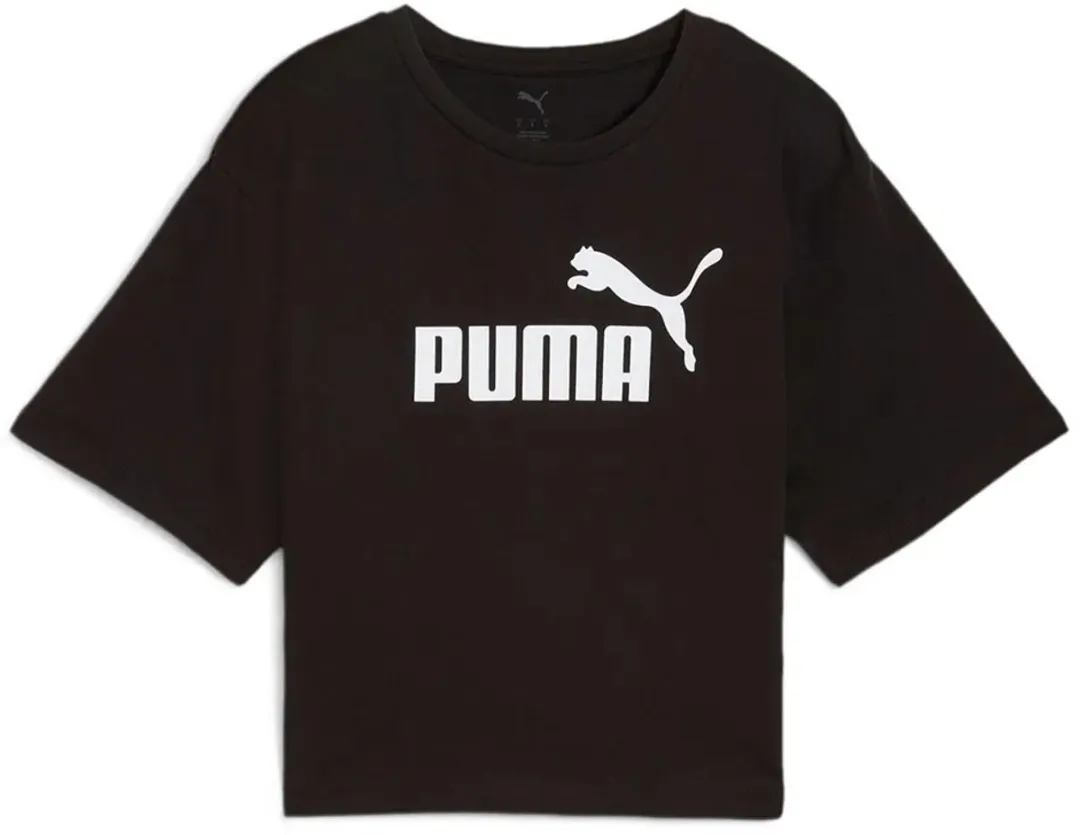 PUMA Ess Cropped No. 1 Logo Relaxed Tee - Zwart