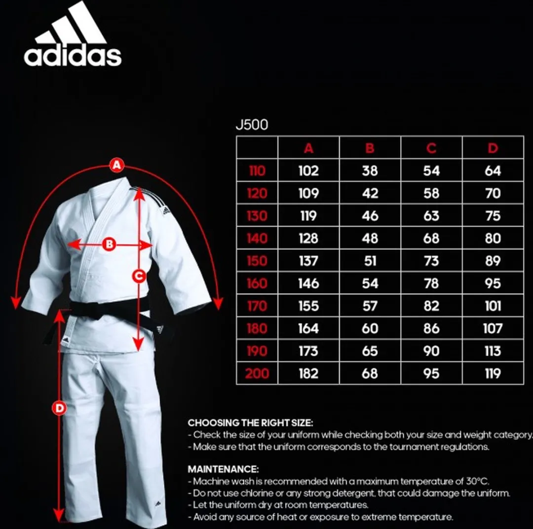 adidas Judopak J500 Training - 190 cm - Wit/Zwart