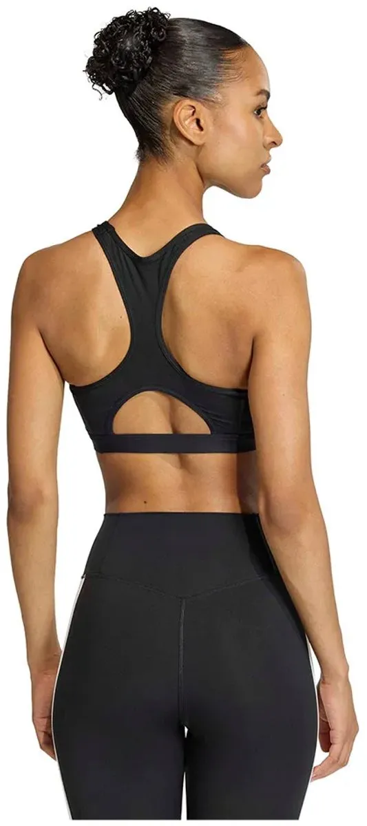 adidas Optime Essentials Workout 3 Stripes Sportbeha - Medium Impact - Zwart L