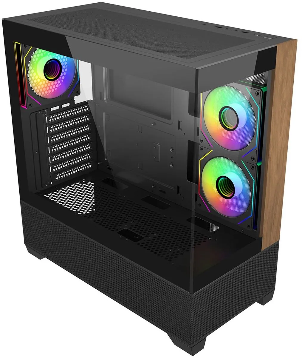Cooler Master Elite 690 Wood PC-Case - Zwart