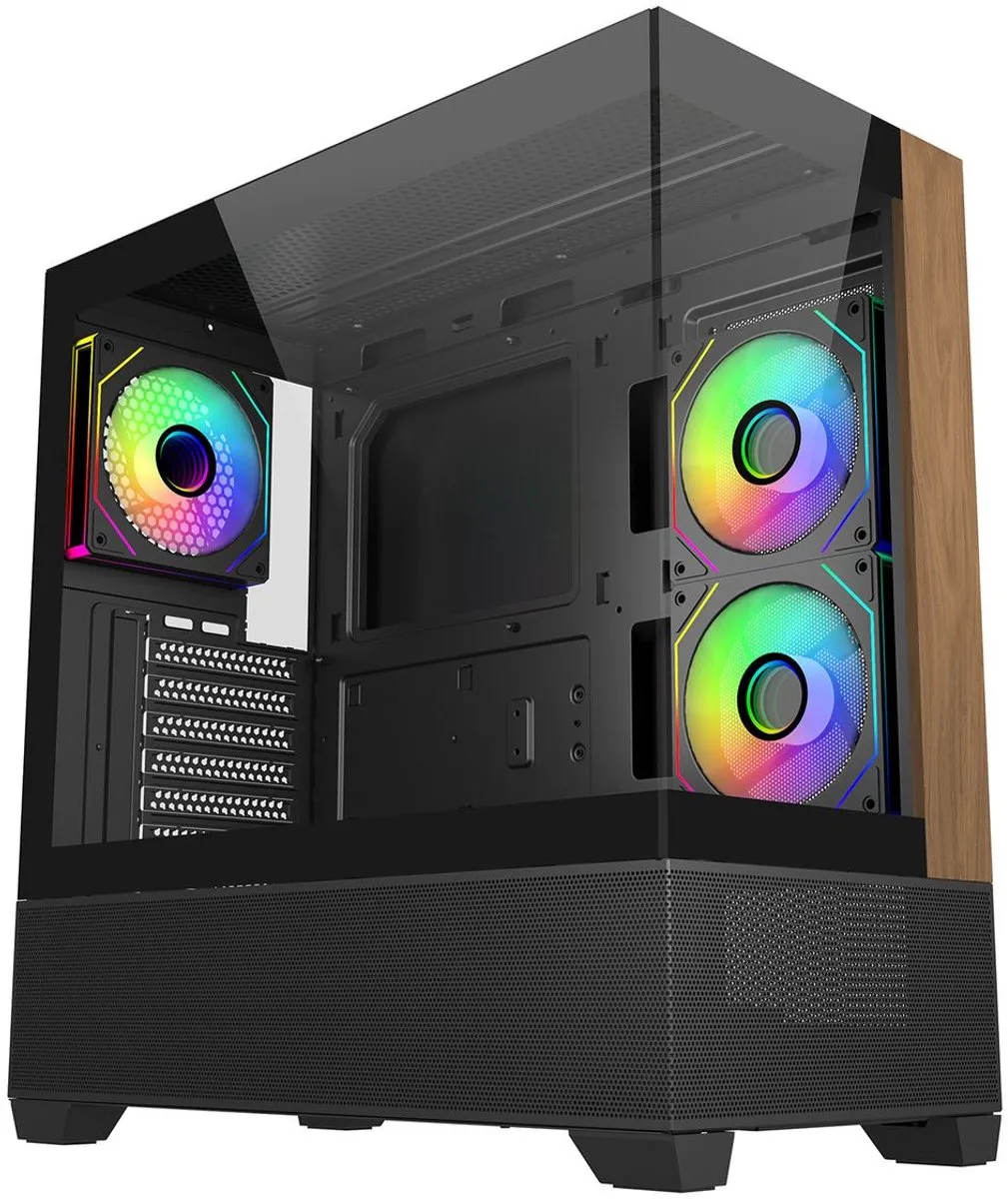 Cooler Master Elite 690 Wood PC-Case - Zwart