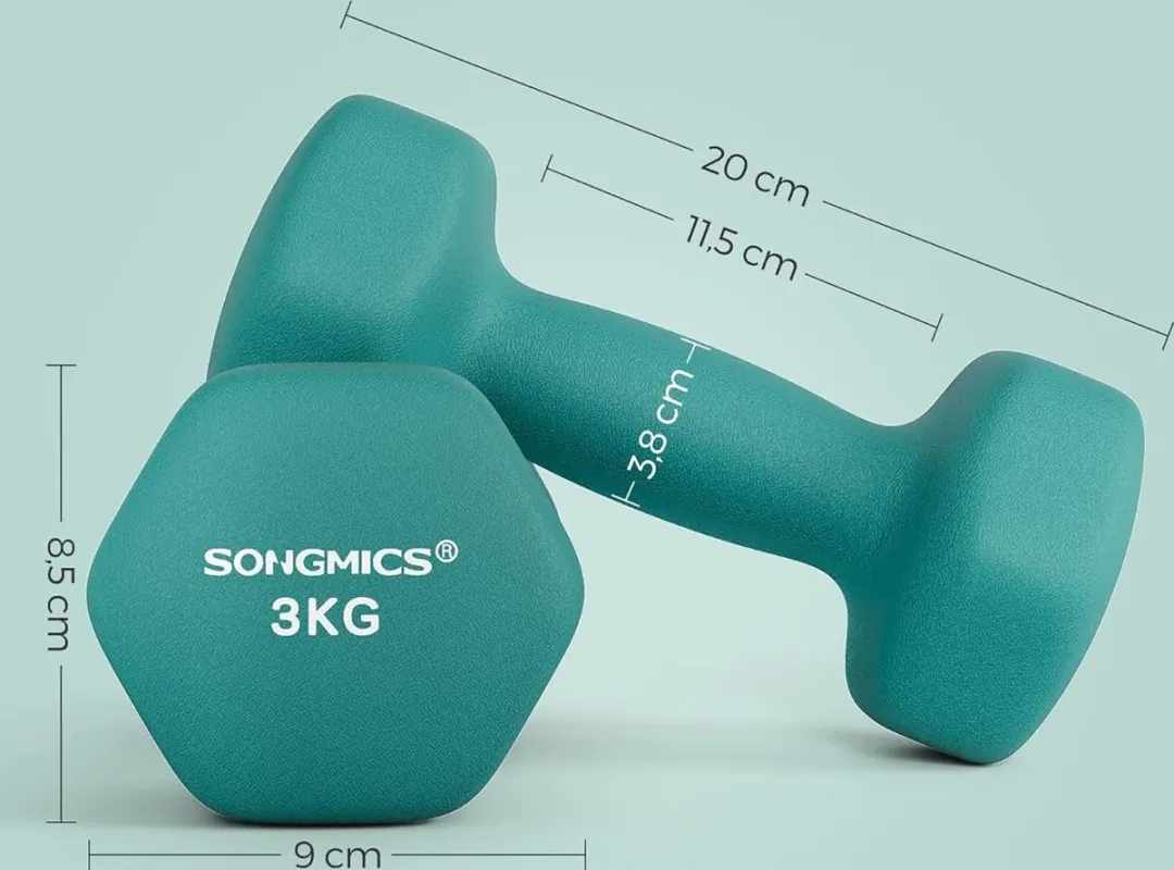 Songmics Zeshoekige Halters 2x6kg - Turquoise