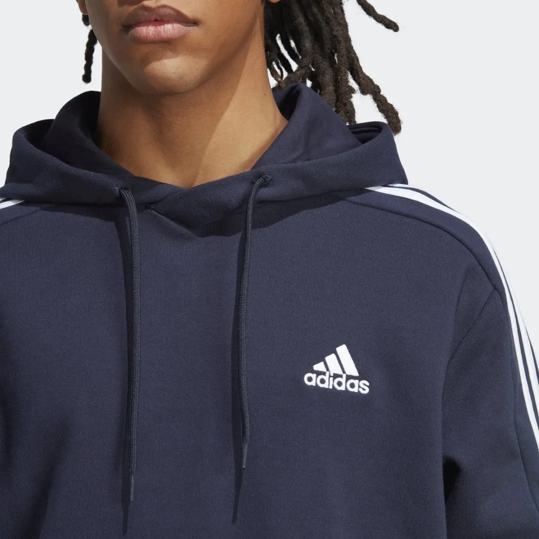 adidas Essentials French Terry 3-Stripes Hoodie - Heren - Blauw L