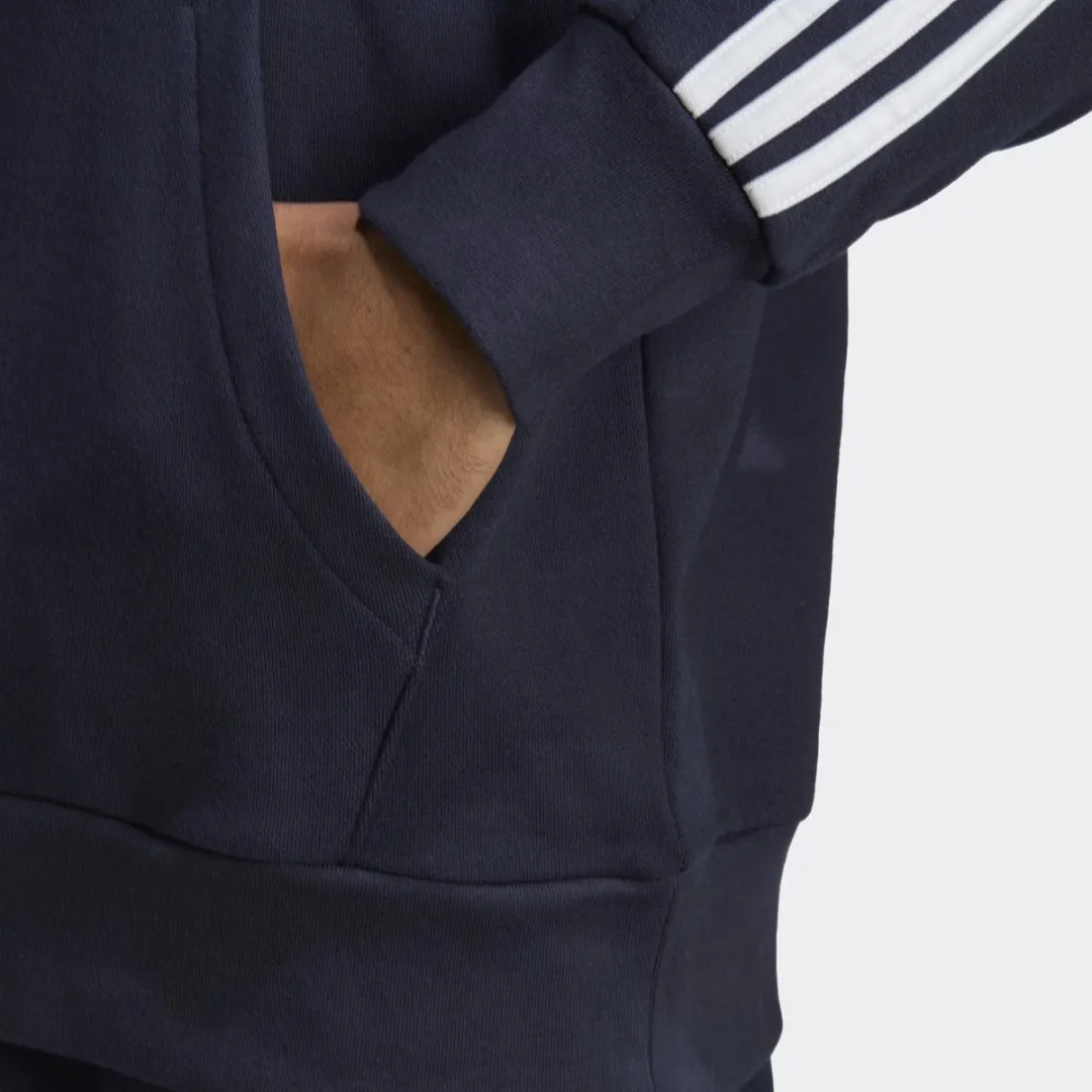 adidas Essentials French Terry 3-Stripes Hoodie - Heren - Blauw L