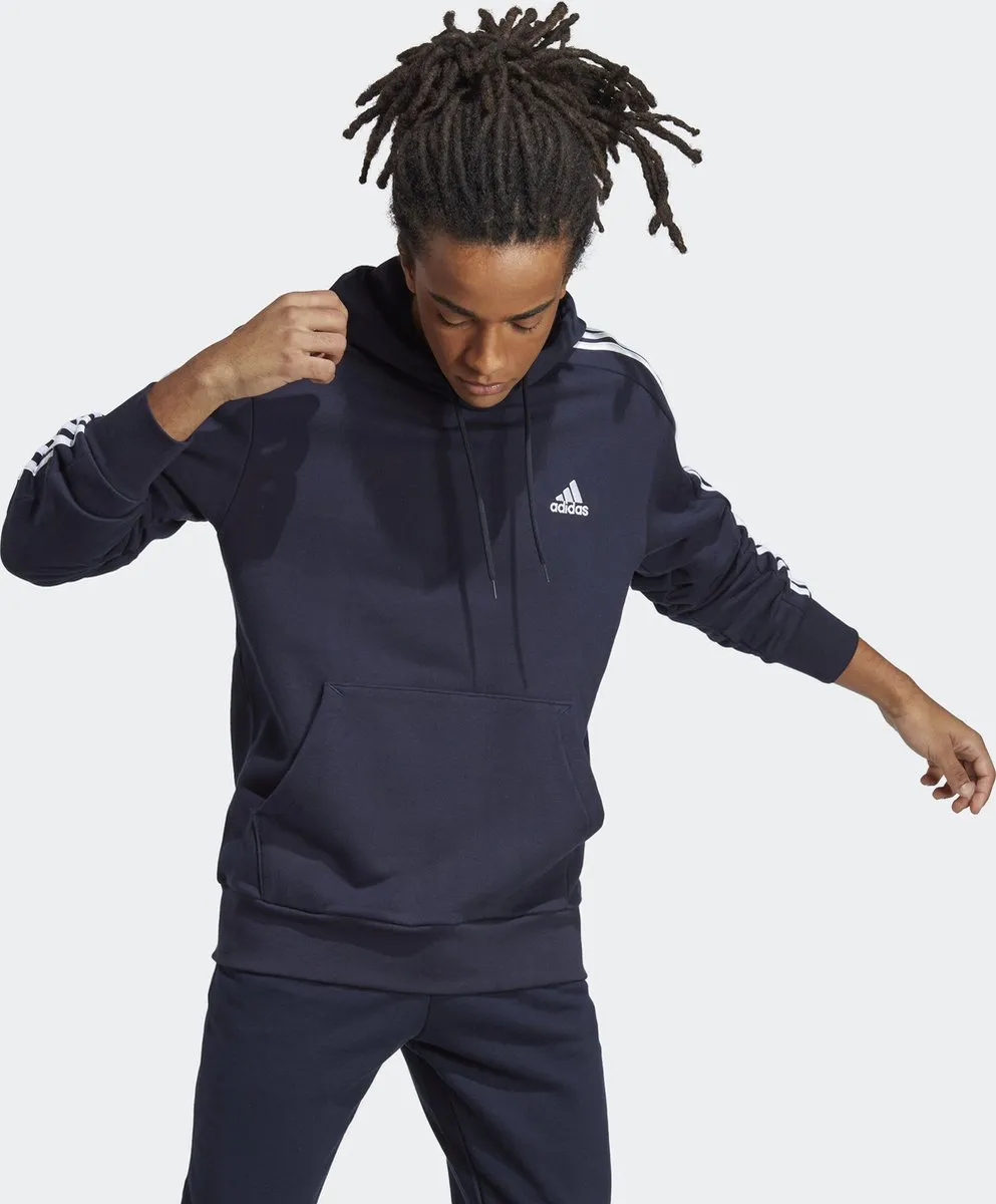adidas Essentials French Terry 3-Stripes Hoodie - Heren - Blauw L
