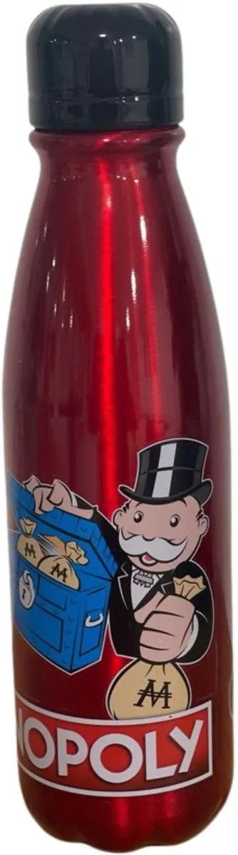 Monopoly Money Aluminium Drinkfles 600ml - Rood