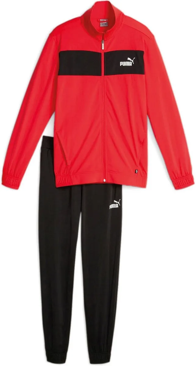 PUMA Poly Closed Bottom Trainingspak - Maat S - Rood/Zwart
