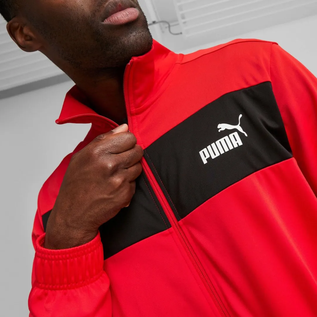 PUMA Poly Closed Bottom Trainingspak - Maat S - Rood/Zwart