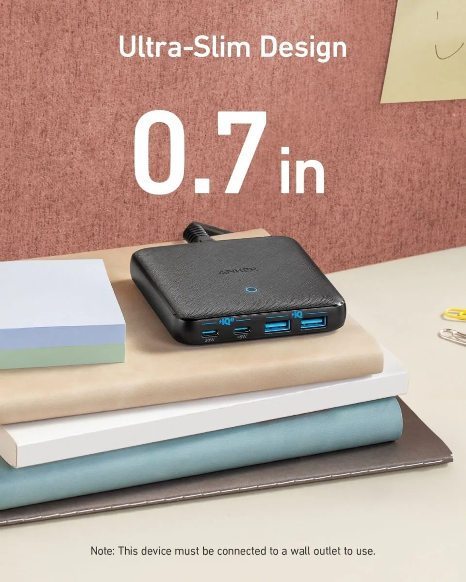Anker PowerPort Atom III A2046G12 USB-C Lader - 65W - 2x USB-C & 2x USB-A - Zwart - afbeelding 6 van 6