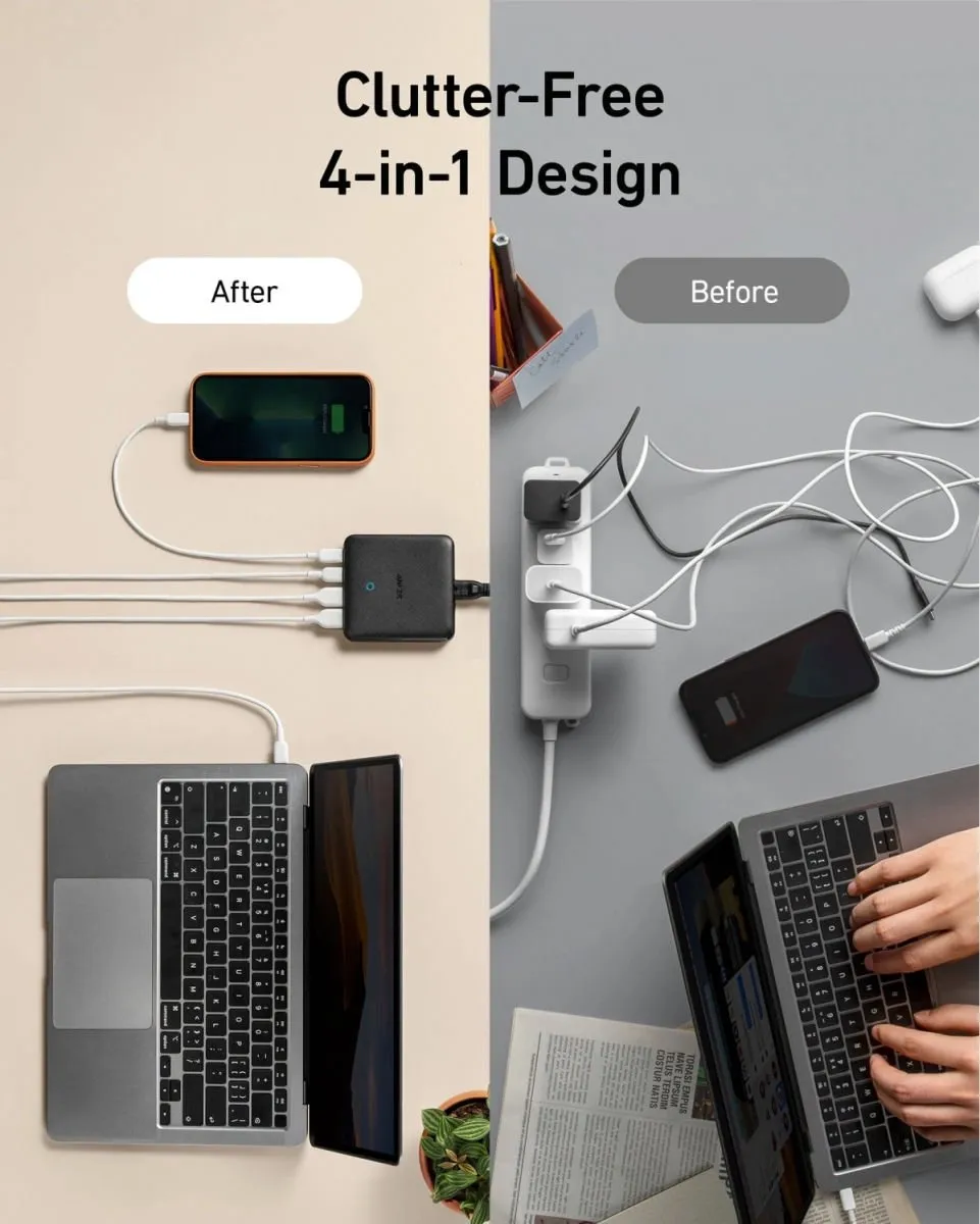 Anker PowerPort Atom III A2046G12 USB-C Lader - 65W - 2x USB-C & 2x USB-A - Zwart