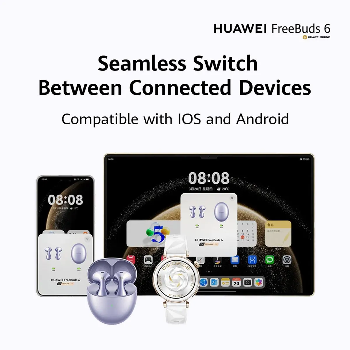 Huawei FreeBuds 6 HUAWEI55038131 Oordopjes - Wit - 36 Uur - IP54