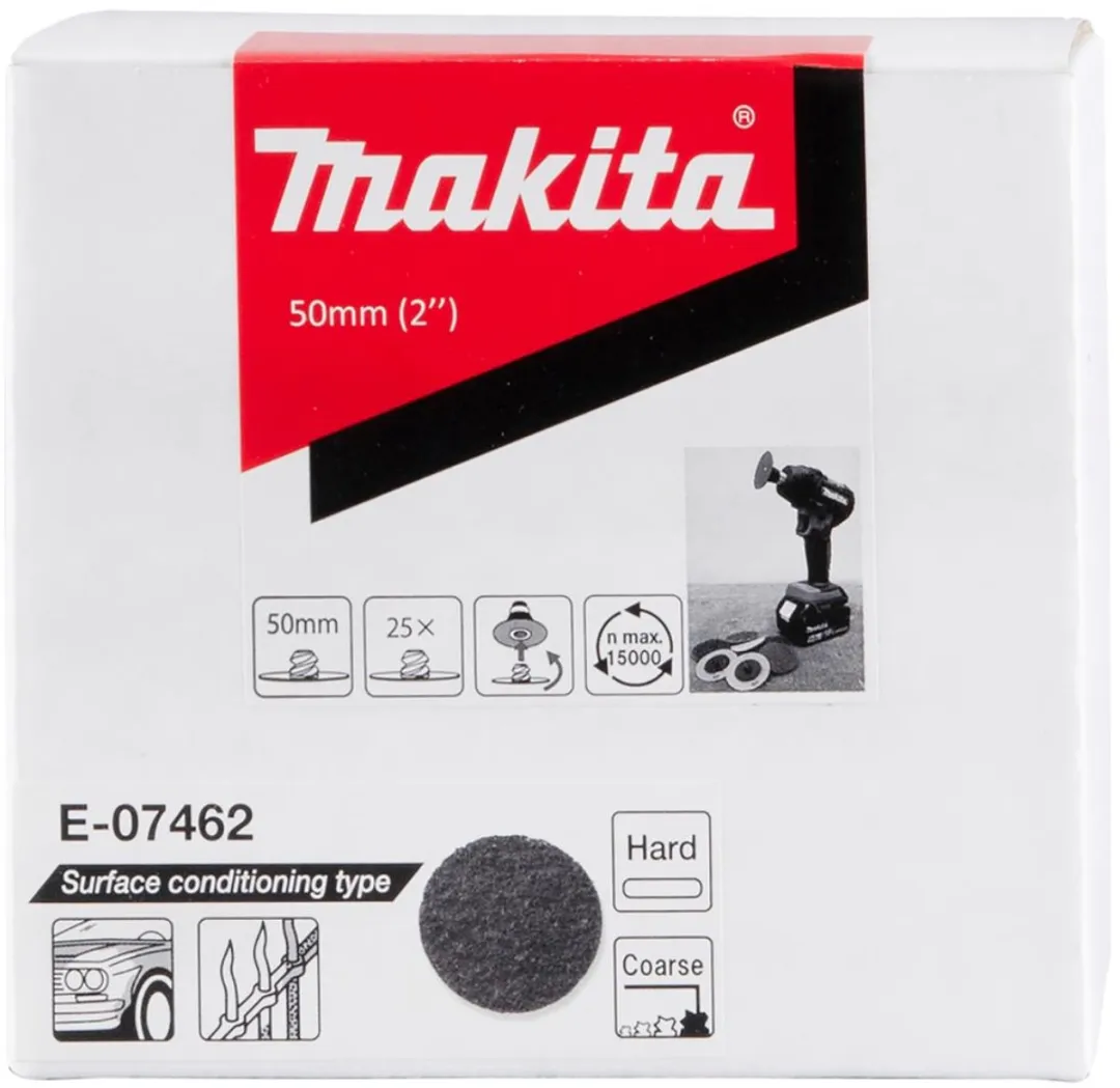 Makita E-07462 Schuurvliesschijf Grof/Hard 50mm - Metaal - 25 Stuks