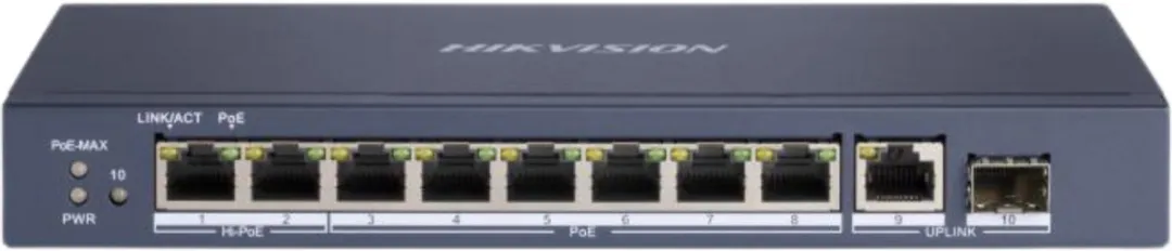 Hikvision DS-3E0510HP-E Smart POE Switch 8 Poort - Blauw