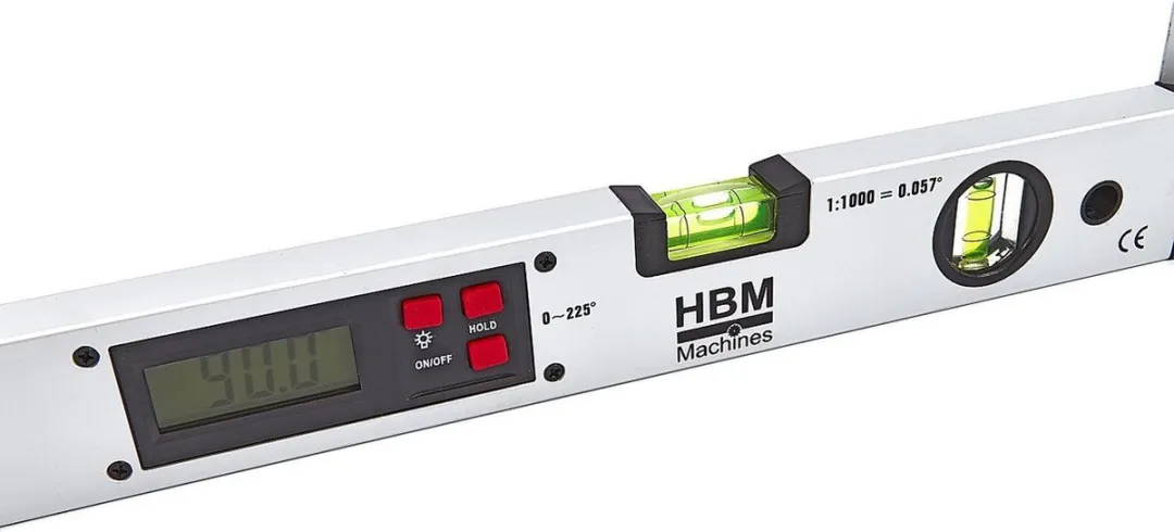 HBM Maschinen 400mm Digitale Hoekwaterpas Zweihaak - Zilver