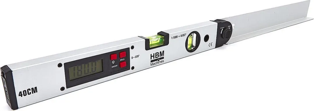 HBM Maschinen 400mm Digitale Hoekwaterpas Zweihaak - Zilver