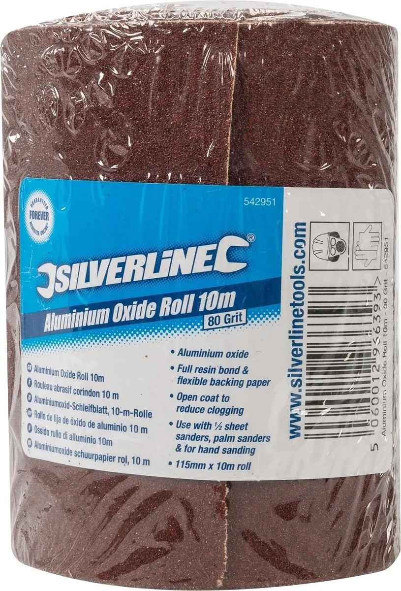 Silverline Schuurpapier op rol Aluminiumoxide 80 - 10m