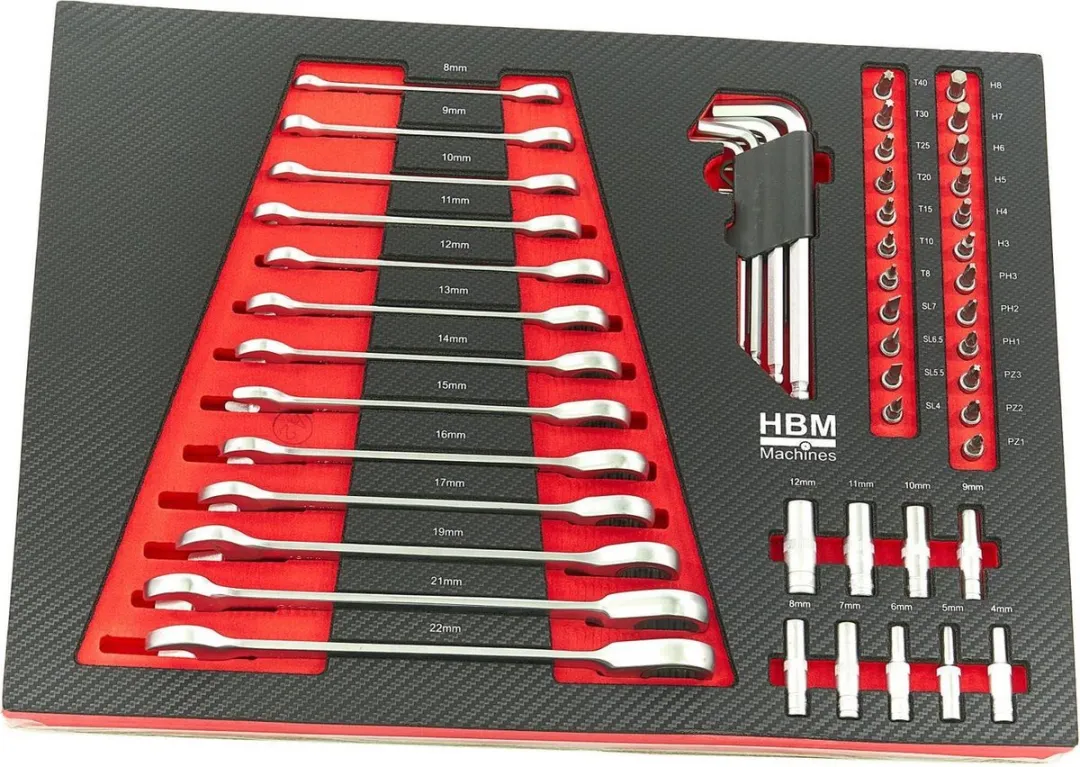 HBM Machines 154-delige Gereedschapsvulling - Rood/Zwart