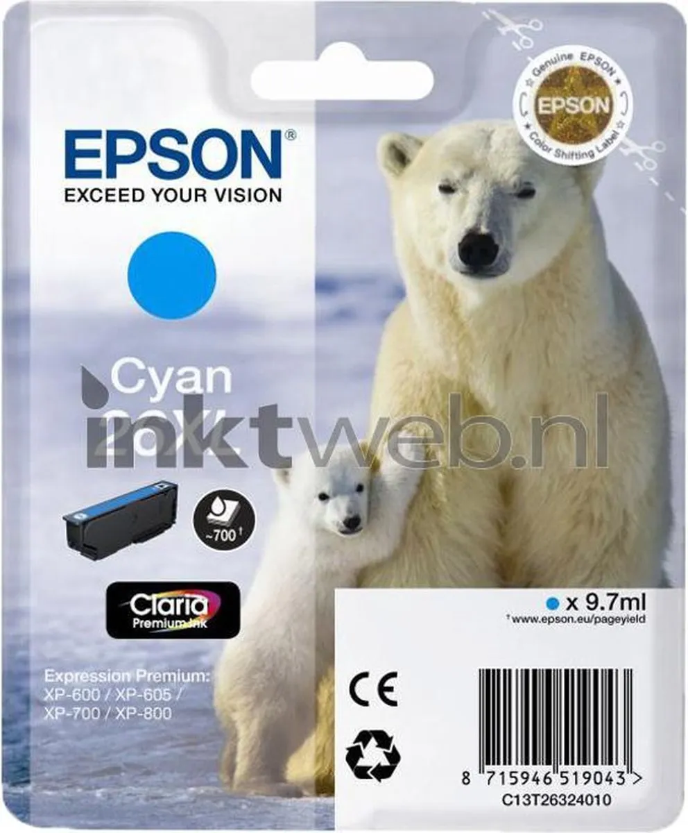 Epson 26XL C13T26324010 Inktcartridge