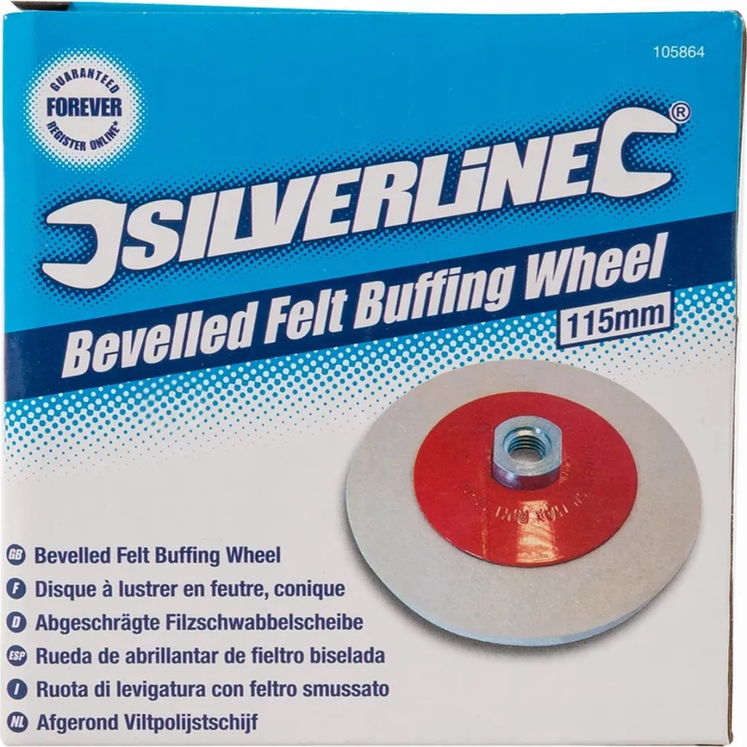 Silverline Afgeschuind Vilt Polijstwiel Ø115mm - Metaal/steen/glas/plastic