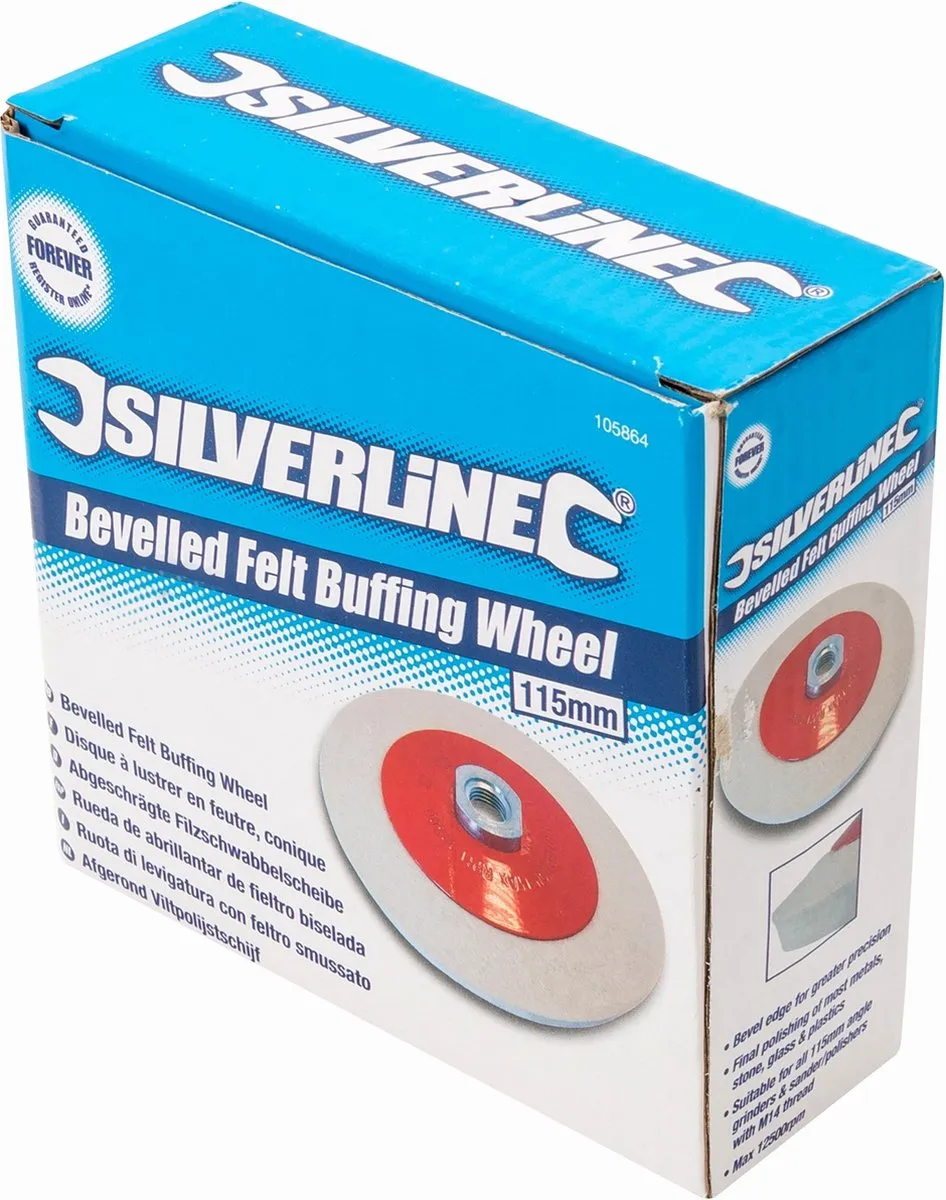 Silverline Afgeschuind Vilt Polijstwiel Ø115mm - Metaal/steen/glas/plastic