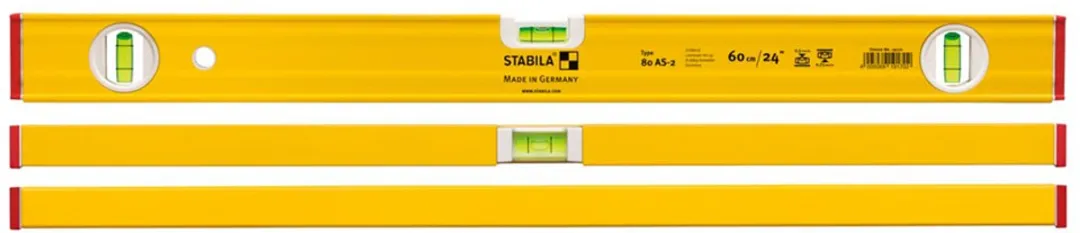 Stabila Waterpas 80AS-2 200cm - 3 Libellen - Geel