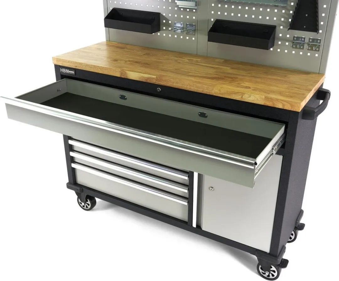 HBM Machines 136cm Verrijdbare Werkbank - Grijs/Zwart