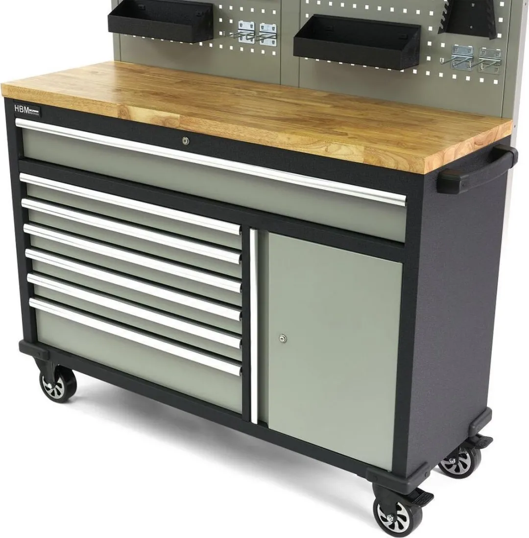 HBM Machines 136cm Verrijdbare Werkbank - Grijs/Zwart - afbeelding 6 van 6
