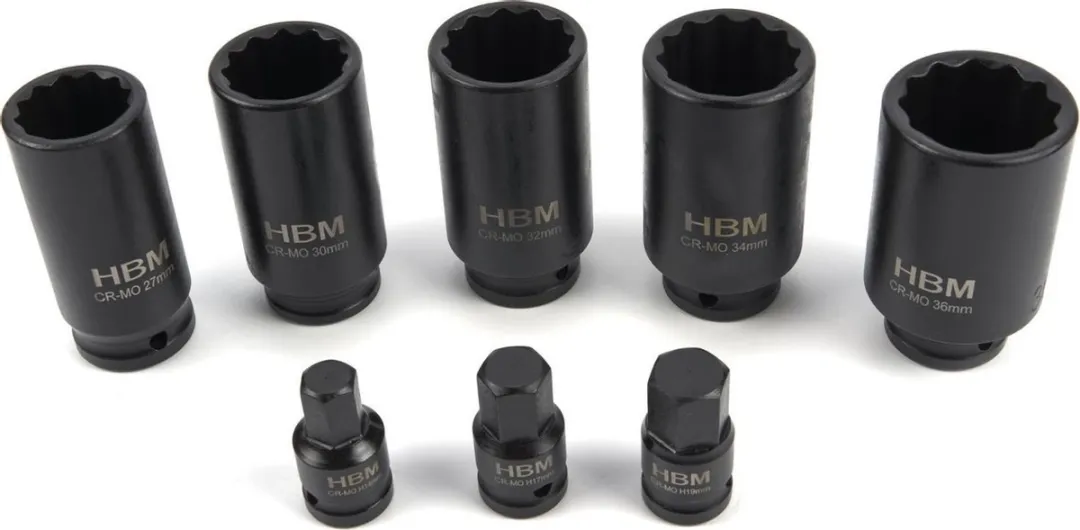 HBM Machines 8-delige Aandrijfas Doppenset 1/2"