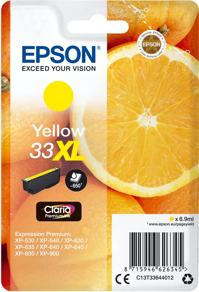 Epson 33XL Geel Inktcartridge - 650 Pagina's