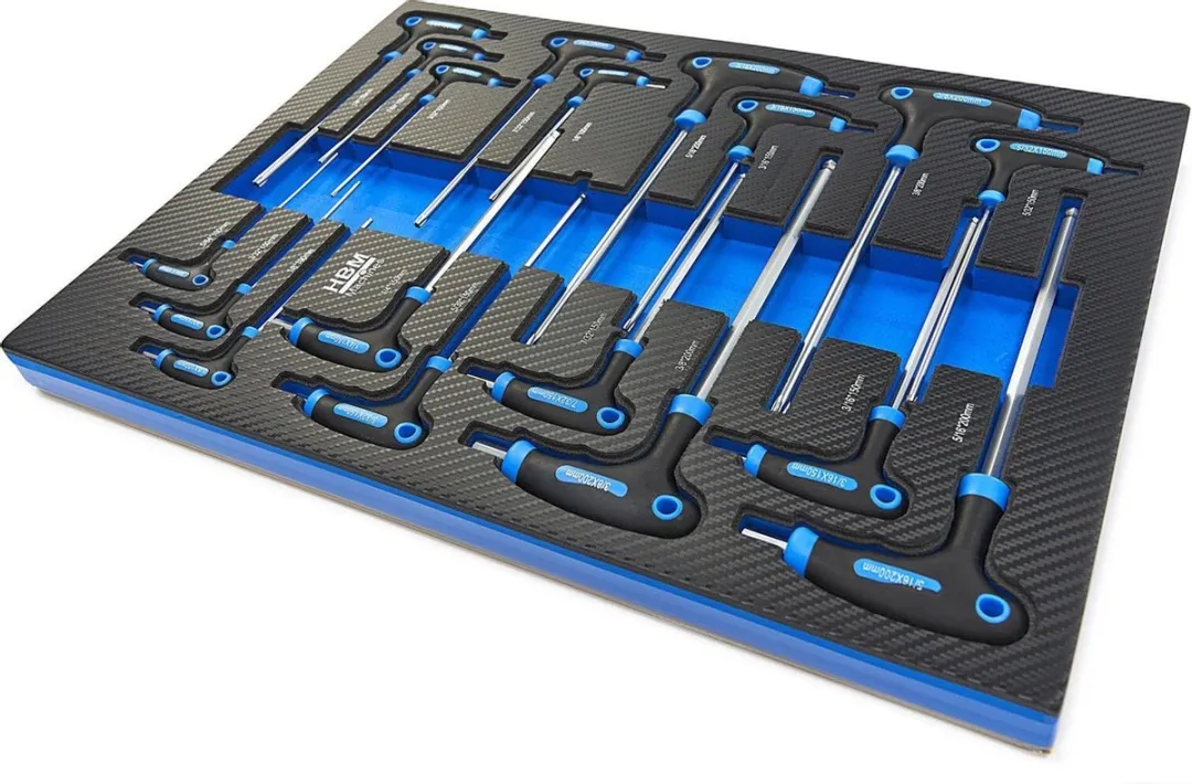 HBM T-Grepen 18-delig Carbon Foam - 1" - Zwart