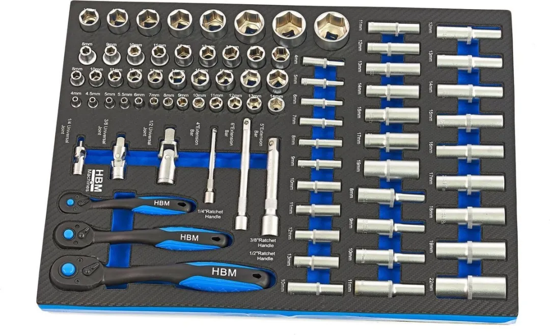 HBM Machines Premium Gereedschapsvulling 262-delig - Blauw/Zwart