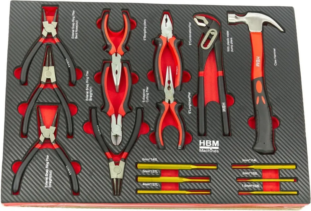 HBM Machines 262-delige Premium Gereedschapsvulling - Rood/Zwart