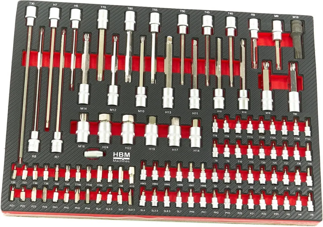 HBM Machines 262-delige Premium Gereedschapsvulling - Rood/Zwart