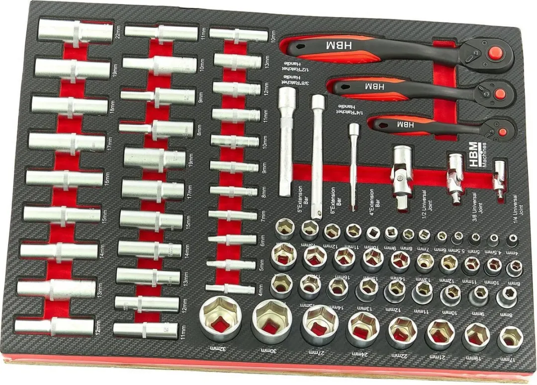 HBM Machines 262-delige Premium Gereedschapsvulling - Rood/Zwart