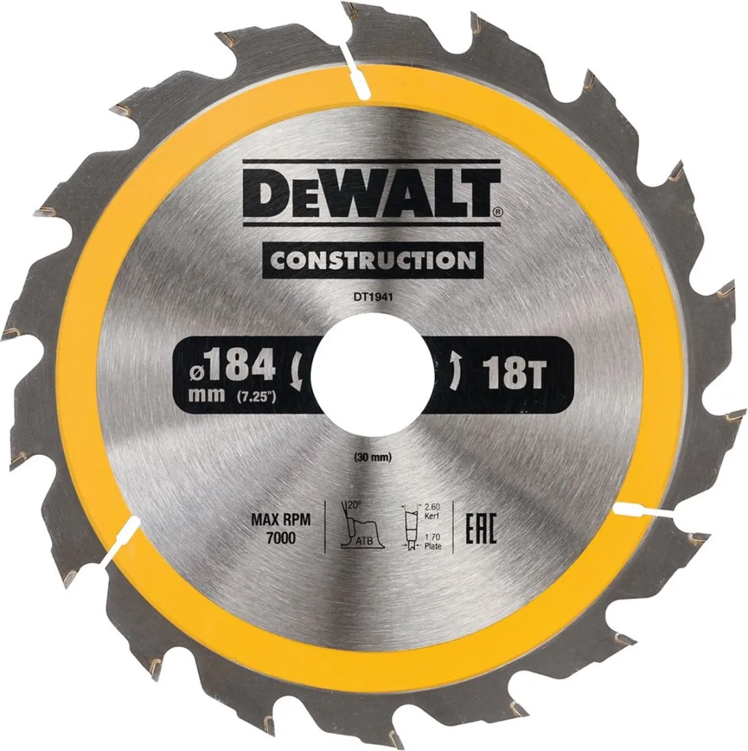 DeWalt DT1941-QZ Cirkelzaagblad Hout 184mm 18T