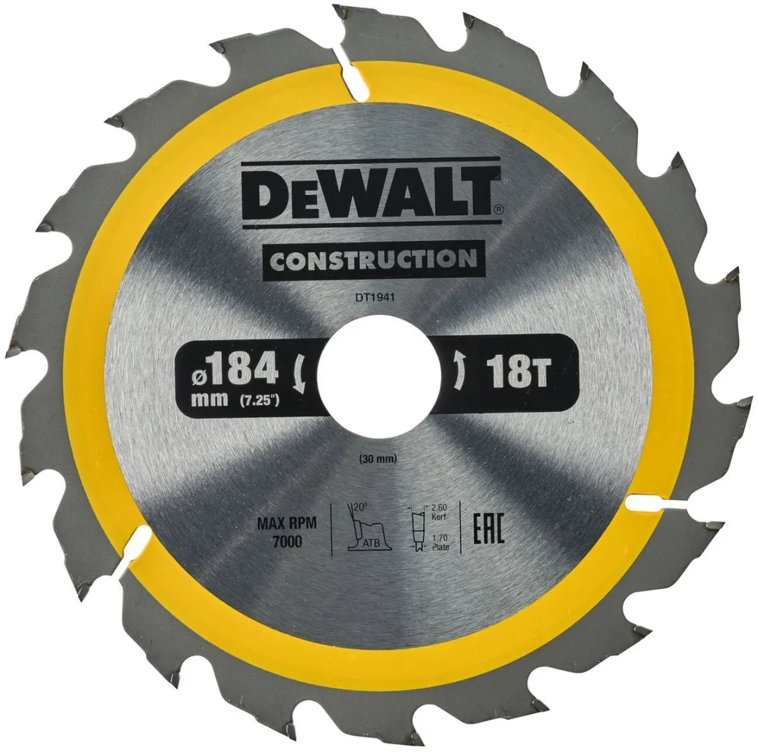 DeWalt DT1941-QZ Cirkelzaagblad Hout 184mm 18T