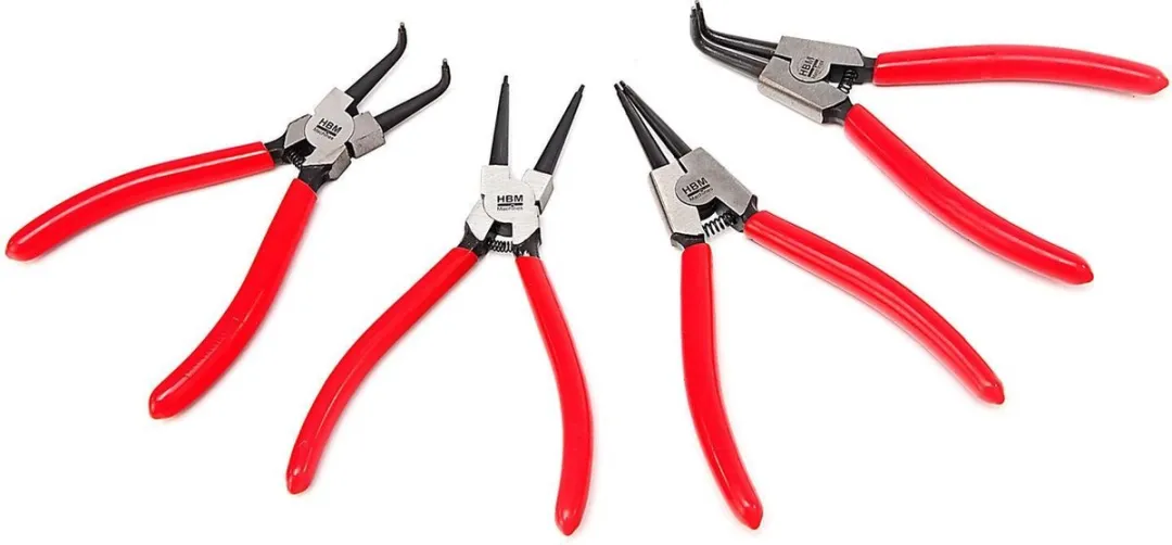 HBM Machines Seegerring- en Borgveertangenset 175mm - Rood/Zwart