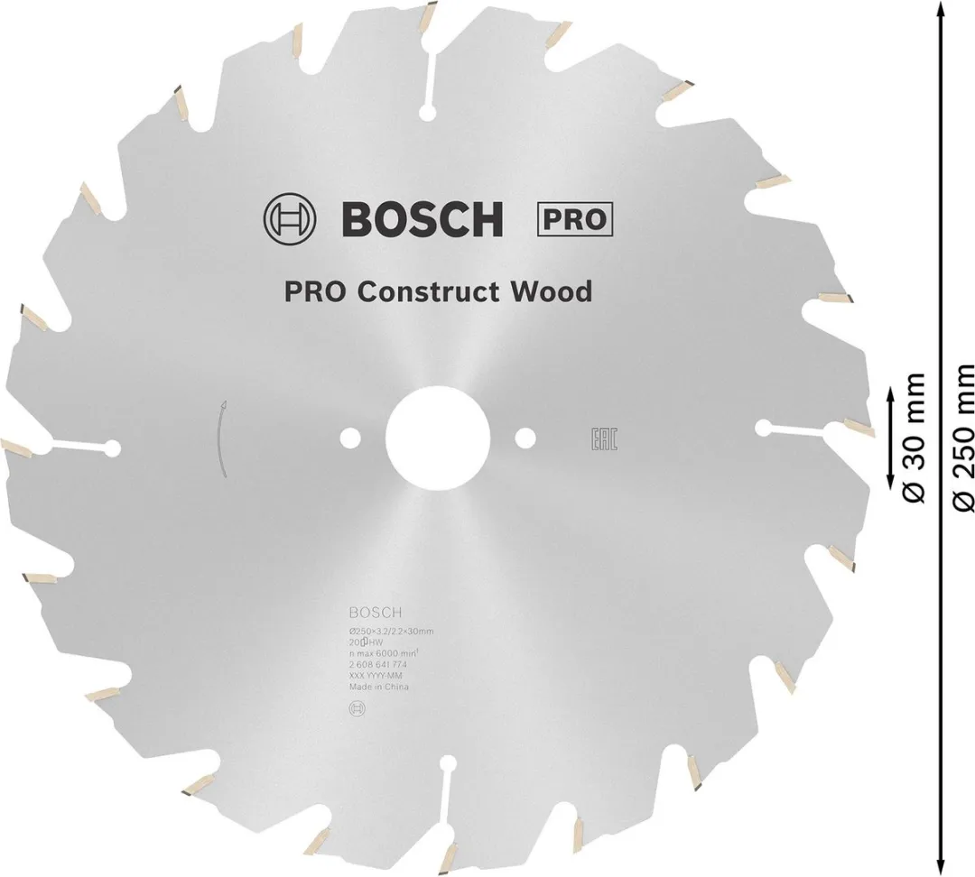 Bosch Professional Cirkelzaagblad Construct Wood 250mm - Hout