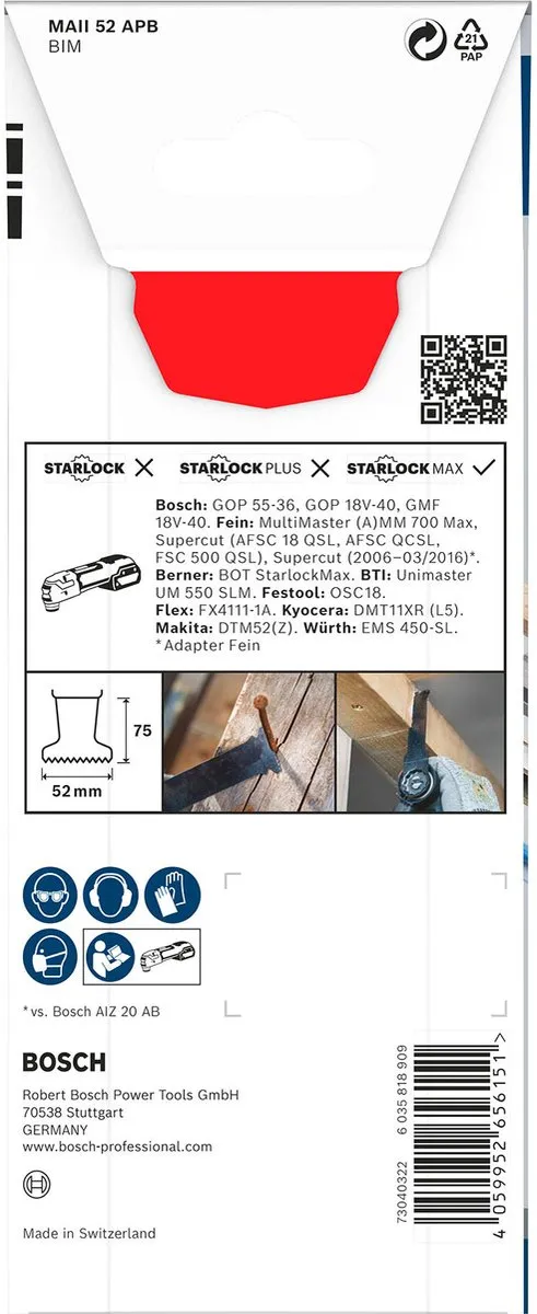 Bosch Professional MAII 52 APB Multifunctioneel Zaagblad Starlock Max