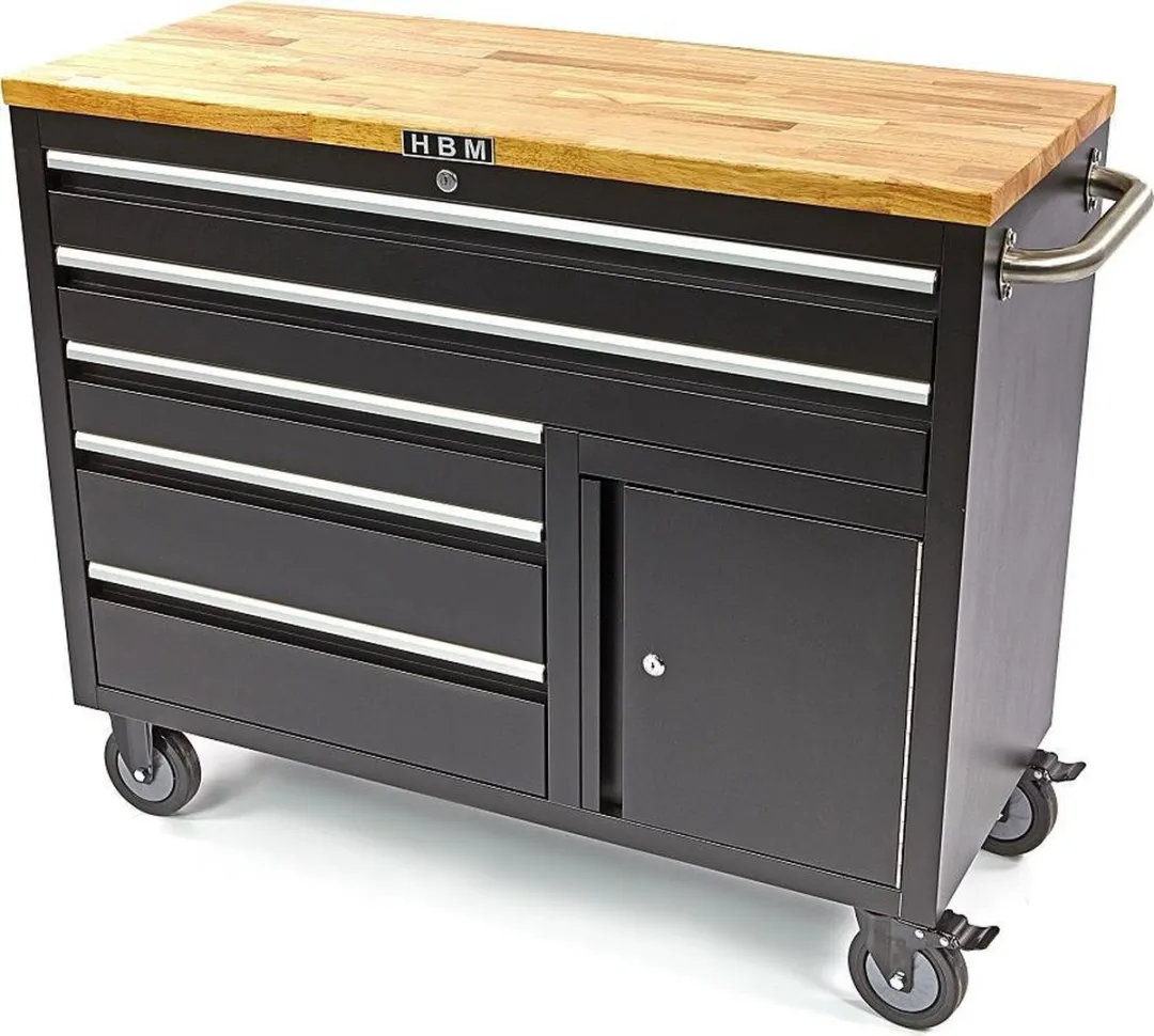 HBM Profi Gereedschapswagen 122cm - 7 Lades - Zwart