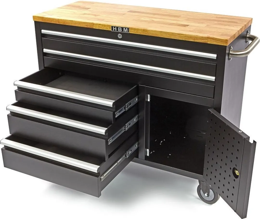 HBM Profi Gereedschapswagen 122cm - 7 Lades - Zwart