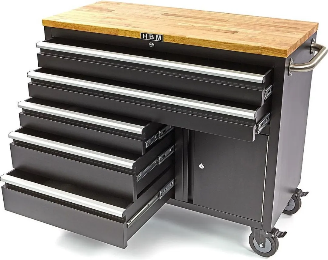 HBM Profi Gereedschapswagen 122cm - 7 Lades - Zwart