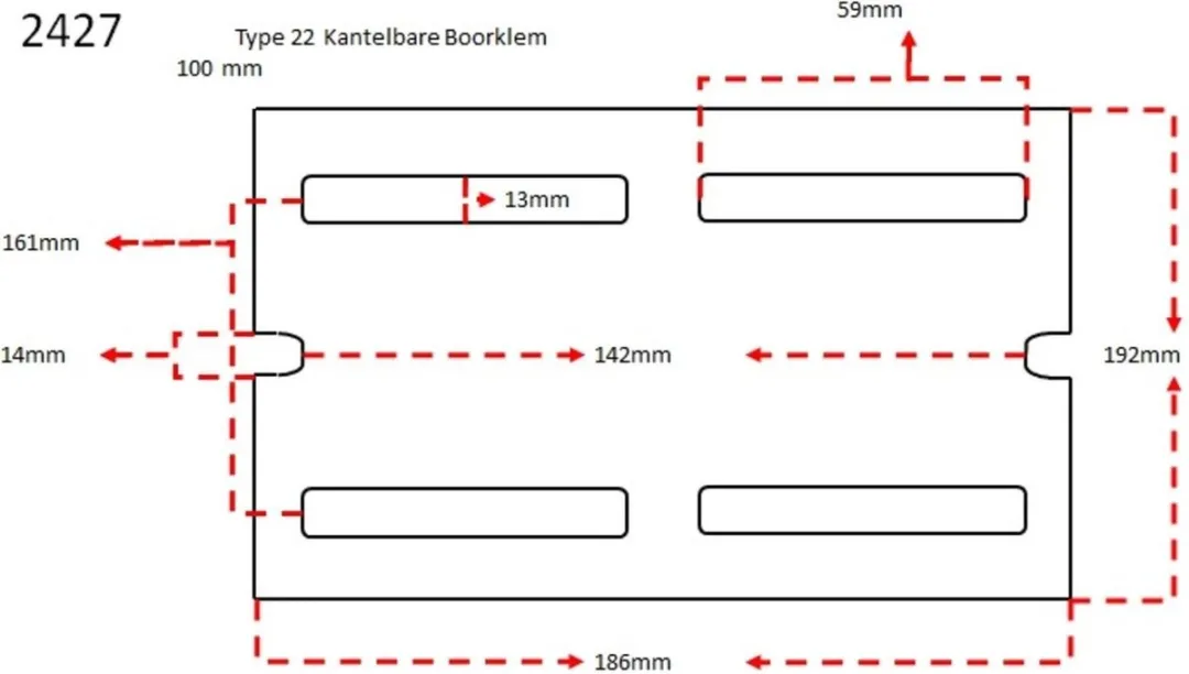 HBM Kantelbare Boorklem 100mm - Voetplaat 180x180mm