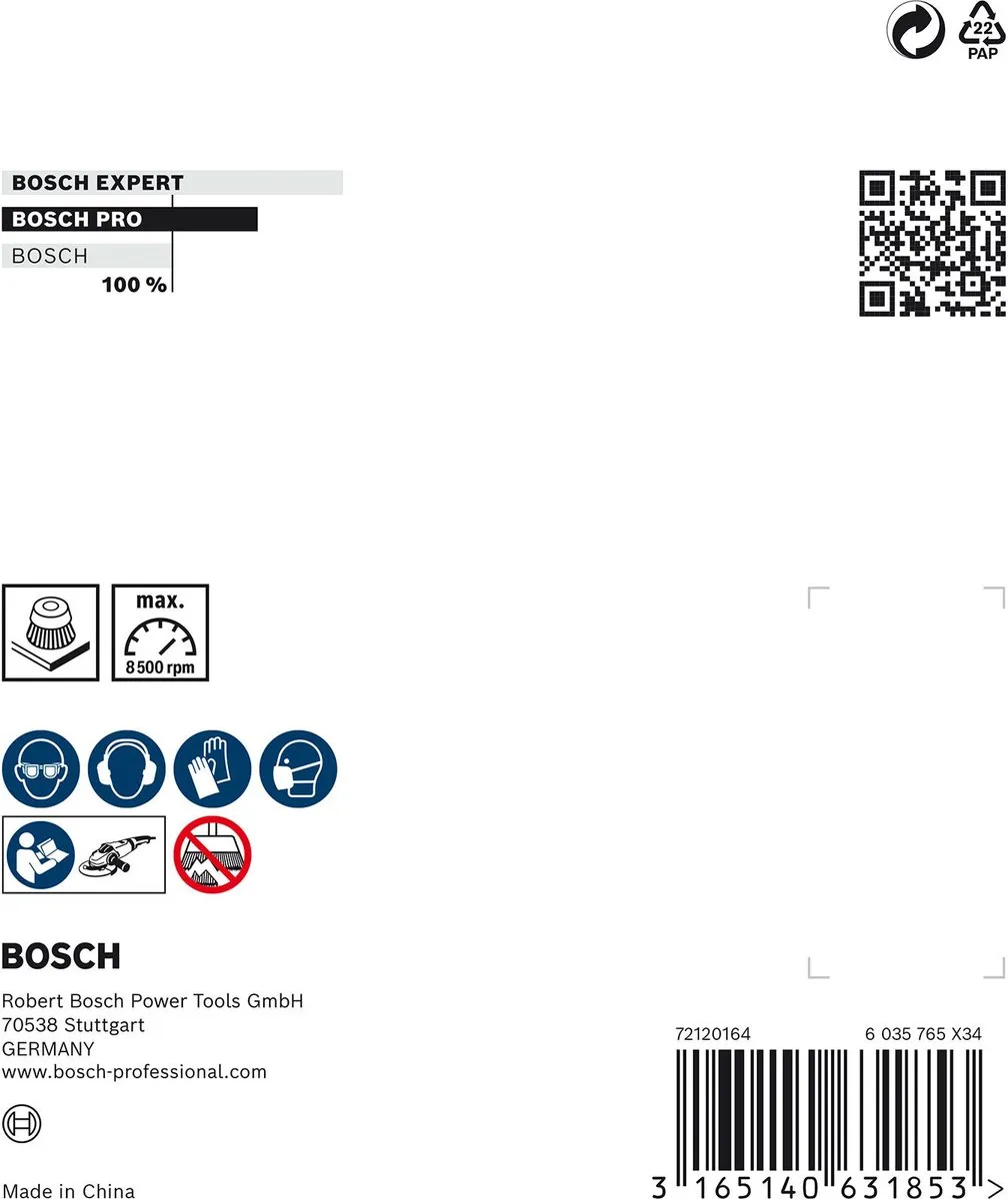 Bosch Professional M14 KOMSTLBORSTEL 100 Vlecht 0.35 Inox